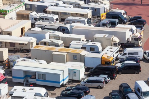 Showmen's caravans at the Hamburger Sommerdom fair, Hamburg, Germany, Europe