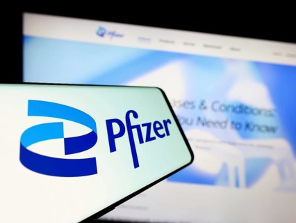 Stuttgart, Germany, 08-06-2023: Cellphone with logo of American pharmaceutical company Pfizer Inc.