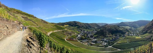 Panorama of Mayschoß in the Ahr valley from the red wine hiking trail