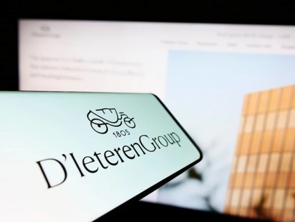 Stuttgart, Germany, 03-18-2023: Cellphone with logo of Belgian automotive company D'Ieteren S.A. on