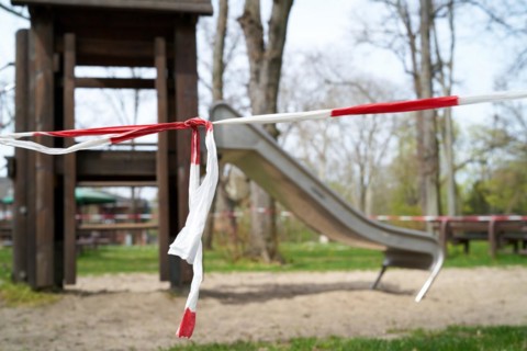 Playground cordoned off in Magdeburg in Germany due to the corona pandemic