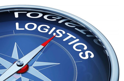 3D rendering of a compass with a logistics icon