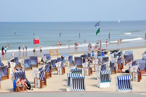 Beach, beach chairs, North Sea, East Frisia, North Sea Island, Norderney, Lower Saxony, Germany,