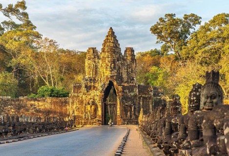 Angkor Thom Gate or Victory Gate near Siem Reap