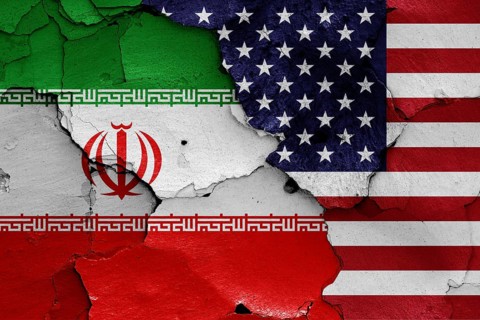 Flags of Iran and USA