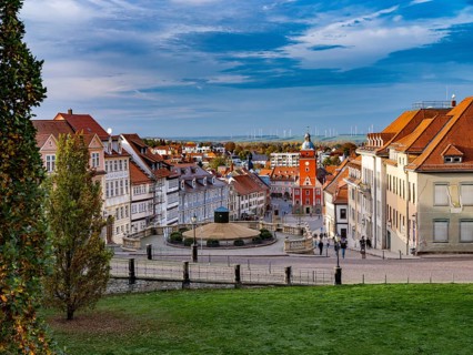 View of the old town from Friedenstein Castle, Gotha, Thuringia, Germany, Europe