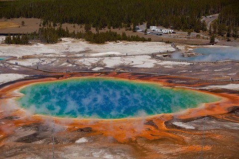 Grand Prismatic Spring, Midway Geyser Basin, Yellowstone National Park, Wyoming, USA, North America