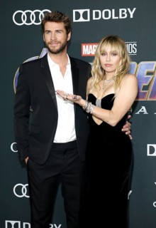Liam Hemsworth and Miley Cyrus at the World premiere of 'Avengers: Endgame' held at the LA