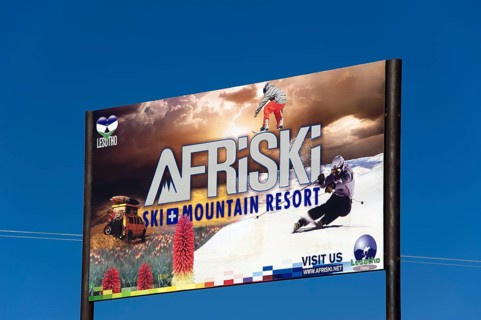 Afriski Advertising, Ski Slope, Mahlasela Ski Slope, Maloti Mountains, Drakensberg, Highway A1,