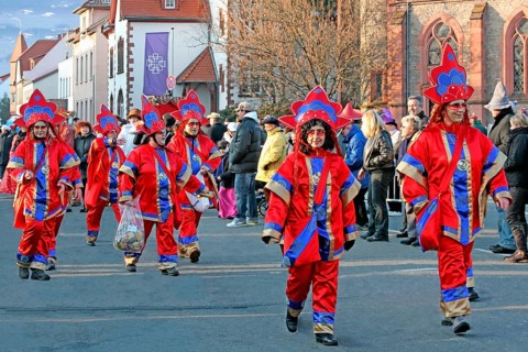 Carnival parade, woman in carnival costumes, Dieburg, Hesse, Carnival, Fasching, Fastnacht,