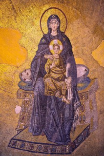 Virgin Mary and Christ Child, The Apsis Mosaic, Hagia Sophia, Istanbul, Turkey, Asia