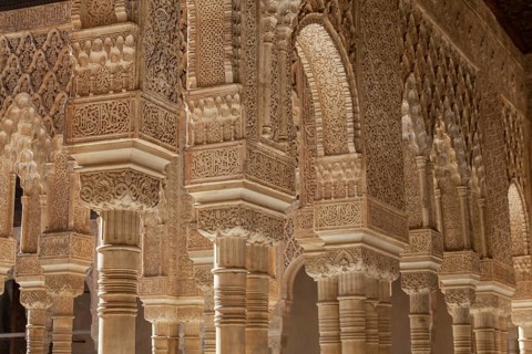 Moresque ornaments from Alhambra Islamic Royal Palace, Granada, Spain. 16th century