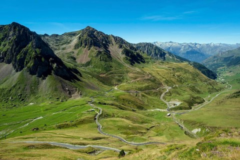 Barèges valley, view from street pass Col du Tourmalet, Hautes Pyrenees, France, Europe