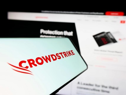 Stuttgart, Germany, 03-31-2023: Smartphone with logo of cybersecurity company CrowdStrike Holdings