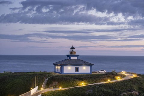 Old Ribadeo lighthouse, 1857, Pancha Island (Illa Pancha), Ribadeo, Lugo, Galicia, Spain, Europe