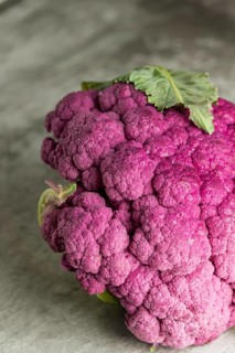 High angle pink cauliflower close up
