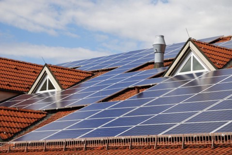 Photovoltaic system on the roof of a house