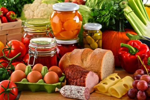 Composition with variety of organic food. Balanced diet