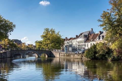 Bridge over a canal in Bruges West Flanders in Belgium