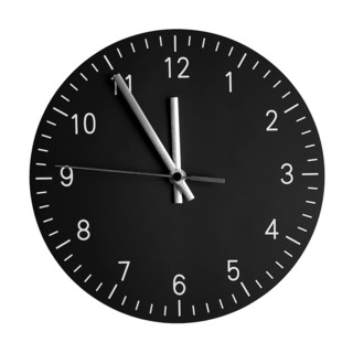 isolated wall clock with its hands at 5 to 12. concept for high time or 5 minutes to midnight