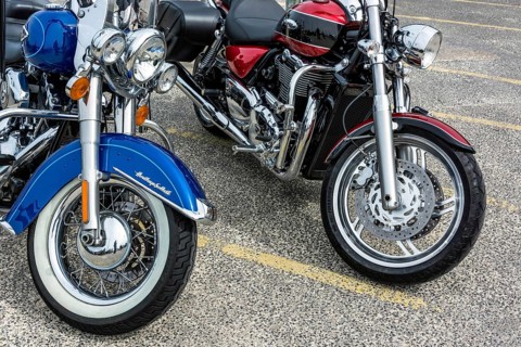 Close-up of Two Motorcycles Parked in Whitstable