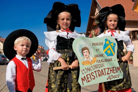 Trachtler at the Sauerkraut Festival, Krautergersheim on the Sauerkraut Road, Colmar, Alsace,