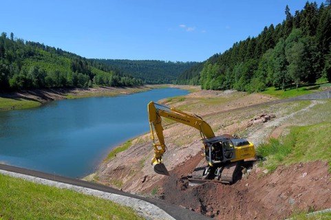 Northern Black Forest, Erzgrube reservoir, Nagoldtalsperre Erzgrube, summering, partially drained