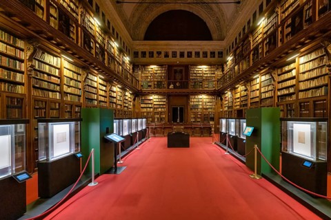 Milan Italy. Biblioteca Ambrosiana. Ambrosian Library inside Pinacoteca Ambrosiana