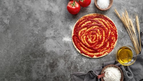 Composition tasty traditional pizza