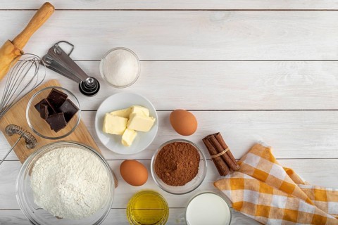 Flat lay assortment tasty food ingredients