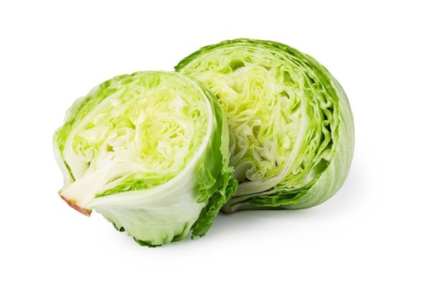 Green iceberg lettuce isolated on white background