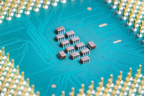 Computer chip cpu, close up, Computer technology