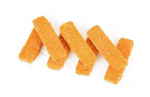 Heap of Raw Fish Sticks Isolated on White Background