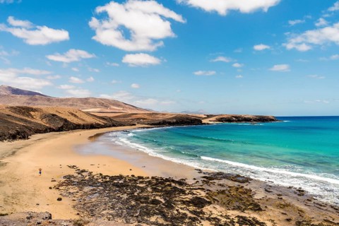 Landscape of beach called Caleta del Congrio in Los Ajaches National Park at Lanzarote, Canary
