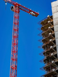 Construction site with gutted high-rise buildings in Offenbach-Kaiserlei, 21. 09. 2022. Up to 800