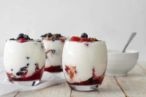 Fruit yogurt glasses composition. Resolution and high quality beautiful photo