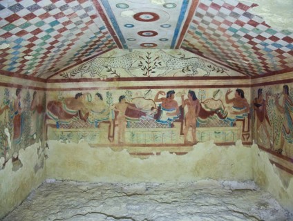 Tarquinia, Italy, around 470 B.C. Via a narrow corridor leading downstair one has access to the