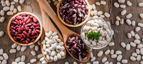 Composition with dried beans on the table