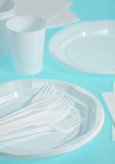 PLASTIC PLACE SETTING AND PAPER NAPKIN