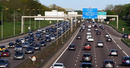 Traffic Jam on Highway A4 near Paris, Car Traffic, France, Europe