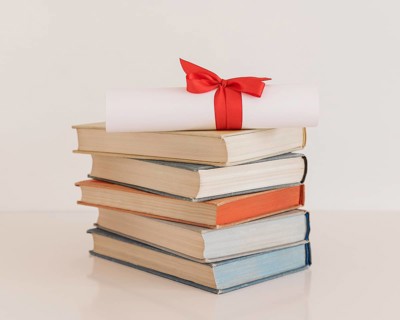 Education diploma certificate with ribbon