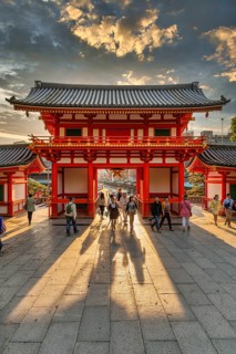 Kyoto Japan. Yasaka shrine temple at dusk