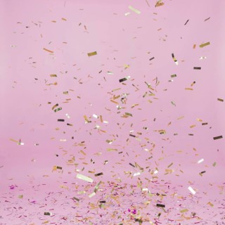 Falling golden confetti pink background. Resolution and high quality beautiful photo