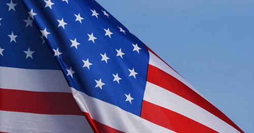 American Flag Waving in the Wind, Normandy