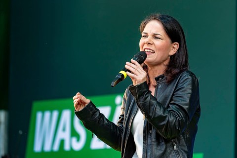 Annalena Bärbock, Foreign Minister of Germany, speaks at the closing of the Bündnis 90/Die Grünen