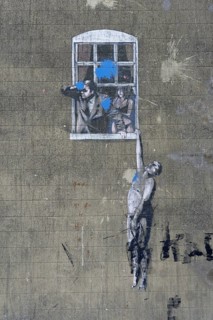 Banksy Mural, Well hung lover (2006), Bristol, Great Britain