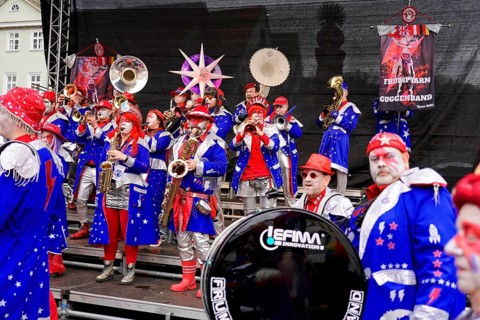 Musicians from the Guggenmusik FRUMPTARN GUGGENBA Barnsley, England, 39th INTERNATIONAL