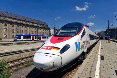 EuroCity train Munich Zurich, type ETR 610 of SBB, Munich main station, Munich, Bavaria, Germany,