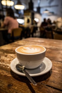 An isolated object of a cup of coffee in a trendy Melbourne cafe in Victoria, Australia, Oceania