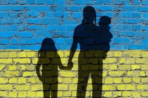 Symbolic image on the subject of war refugees from Ukraine